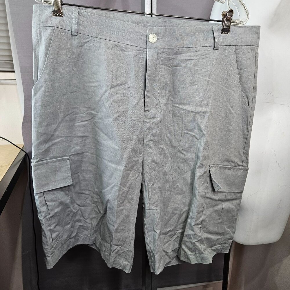 Womens Shorts Bermuda Walking Long 2X Plus Gray Grey Zipper Pockets Bottom - Picture 1 of 10